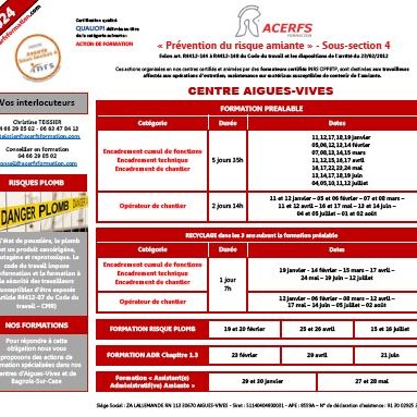 Calendrier Amiante Sous-Section 4 - 2e Semestre 2023