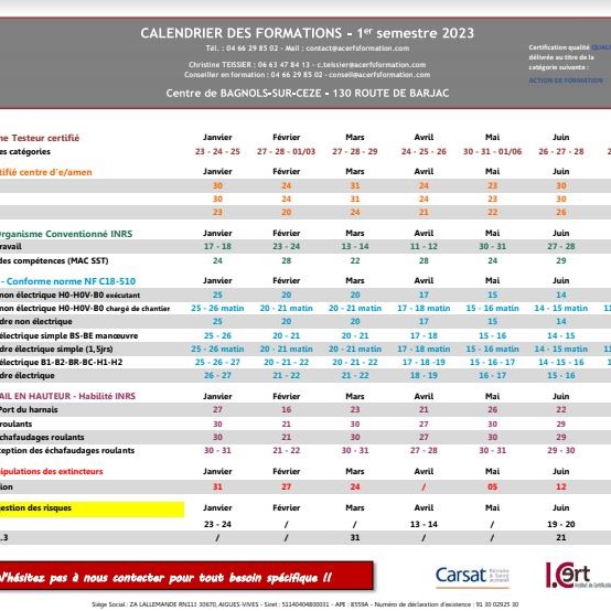 S1 - 2023 Calendrier inter Bagnols